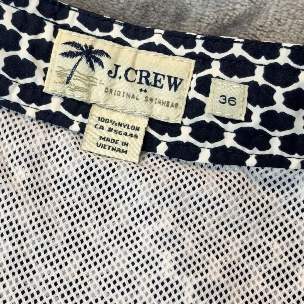 J Crew Swim Trunks Men 36 Blue White Lightweight Board Shorts Swim Wear Nautical